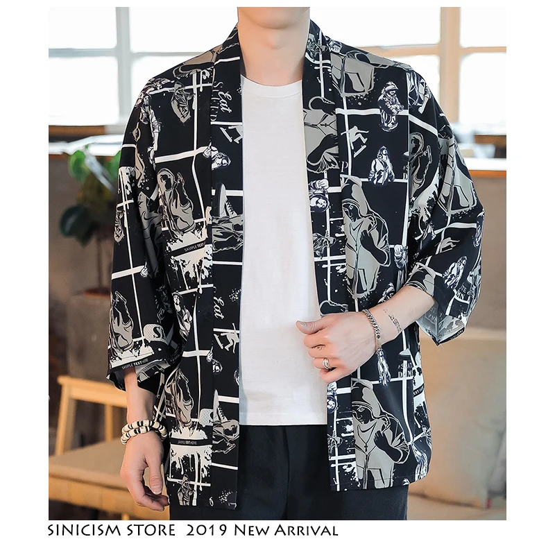 

Sinicism Store Men Open Stitch Print Jackets 2019 Mens Casual Jacket Kimono Summer Male Vintage Jackets Plus Size Chinese Style