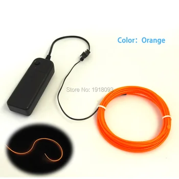 

2Meter 2.3mm Orange Flexible Waterproof EL Wire With DC-3V EL driver LED neon light EL cable rope For Christmas Party supplies