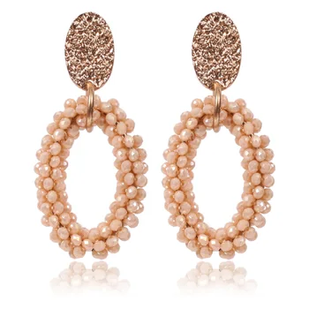 

2018 New Design Trendy Russia Crystal Dangle Earrings for Women Vintage Acrylic Brincos Gift Wholesale