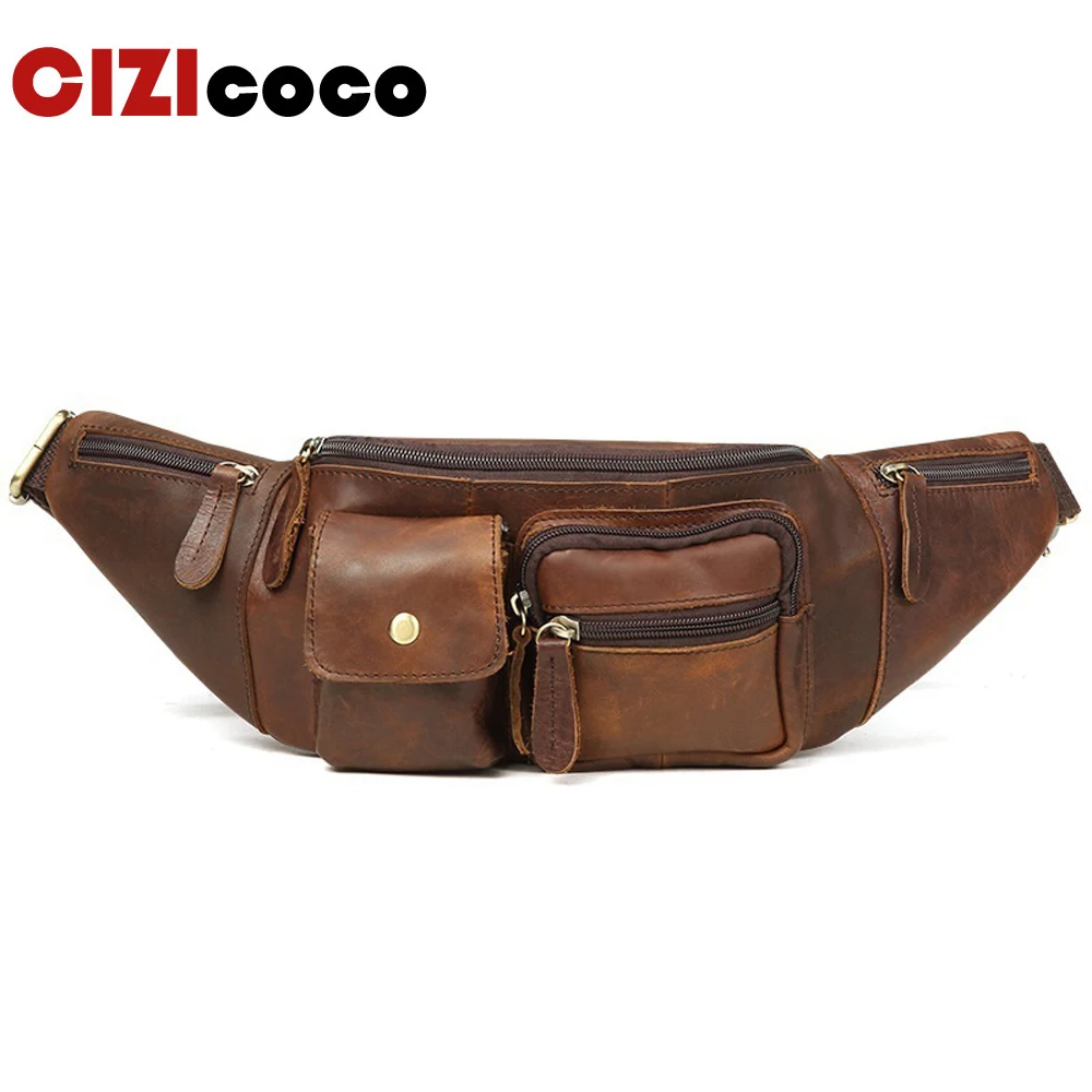 Натуральная кожа поясная сумка мужская кожаная поясная сумка на пояс мужская сумочка новая мужская сумка на талию Повседневная сумка кошелек