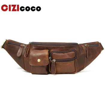 

Genuine Leather Waist Bag Men's Leather Fanny Pack Belt Bag Men Sling Bag New Men Waist Pack Casual Money Belt Wallet