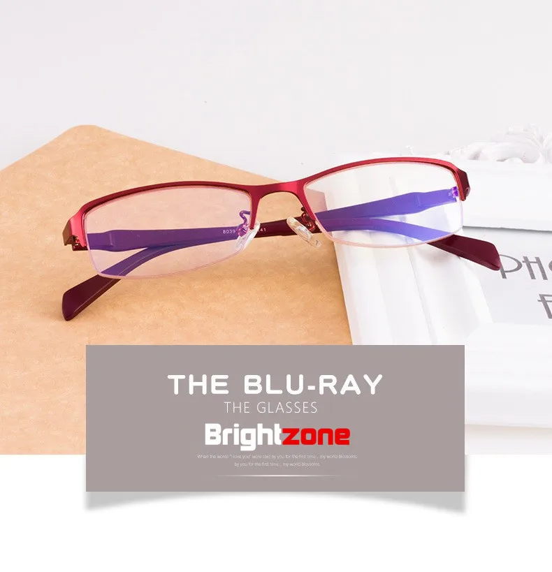 Brightzone, металлическая оправа с половинной оправой, для женщин, анти-синий луч, излучение, Компьютерная Защита, синий светильник, очки для глаз, простые, уменьшенные очки