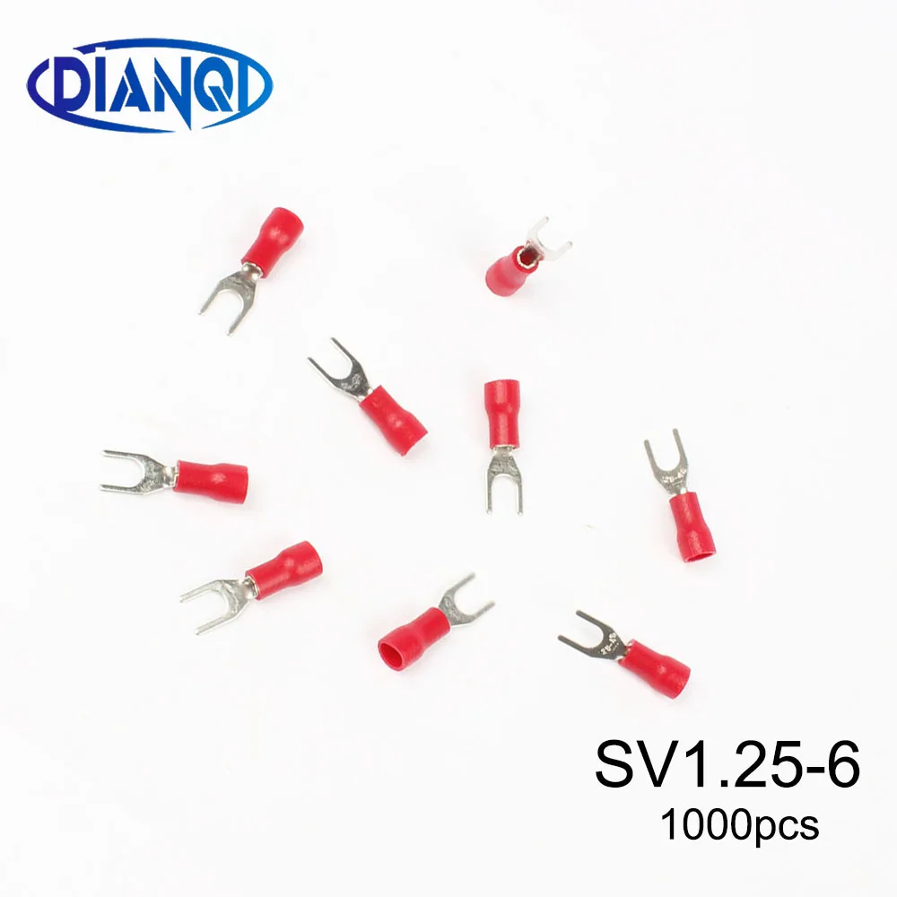 

SV1.25-6 Small Red Furcate Pre-insulating Terminal(Type TO) Cold pressed terminals/Cable Connector/Wire Connector 1000PCS/Pack