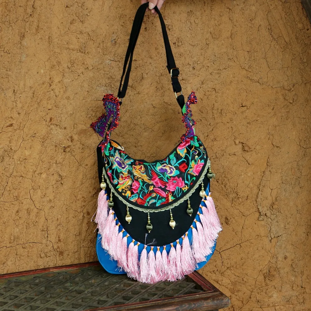 Большие винтажные сумки с вышивкой ручной работы, сумка Gypsy Boho, женские сумки, женские сумки через плечо, сумки с бахромой, сумка в стиле бохо