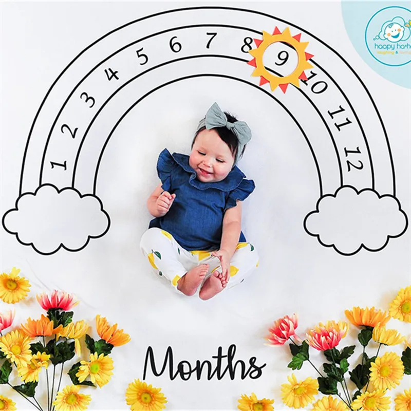 

Infant Baby Milestone Blanket Photo Photography Prop Blankets Backdrop Cloth Calendar Bebe Boy Girl Photo Accessories 100x100cm