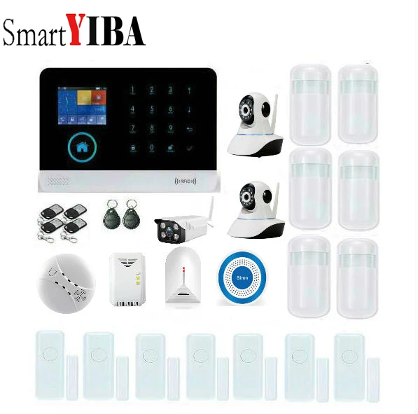 

SmartYIBA RFID 3G WiFi Home Burglar Security Alarm System Gas/Glass Break Sensor Fire/Smoke Detector Network Camera Surveillace