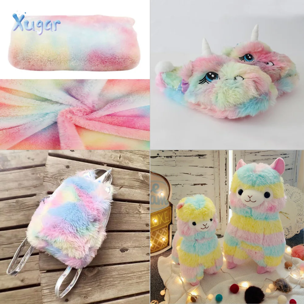 

Xugar 45*150cm Rainbow Fur Fabric Colorful Imitated Fur Fabric DIY Toy Home Textile Handmade Sewing Clothes Accessories Supplies