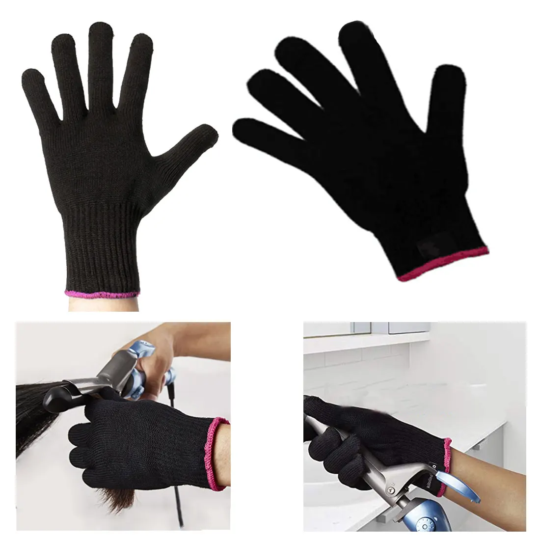 

Black 1pcs 240*145mm Heat Resistant Glove Hair Styling Blocking Curling Styling Hand Skin Care Protector Gloves Tool