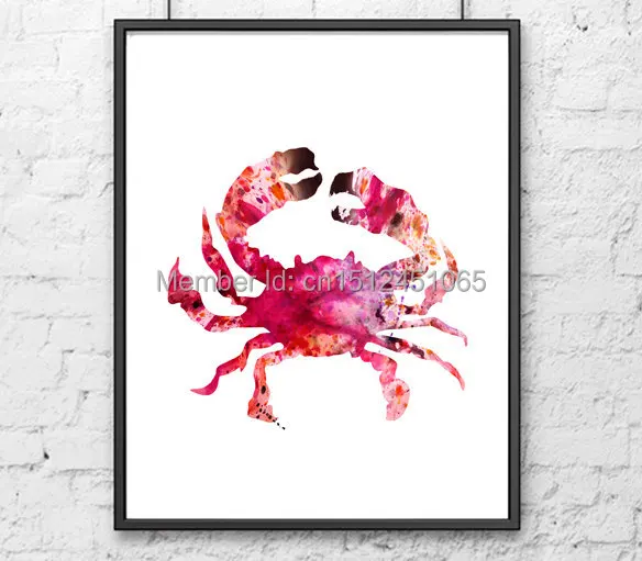 Red crab painting - colorful art print  sea animal painting-1