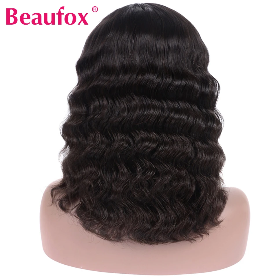Beaufox Bob Wig Short Lace Front Human Hair Wigs Wavy Wig Pre Plucked Natural Hairline 150% Indian Remy Hair Lace Front Wig Bob (7)
