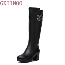GKTINOO/женская зимняя обувь; высококачественные сапоги до колена; теплые плюшевые женские зимние сапоги из натуральной кожи
