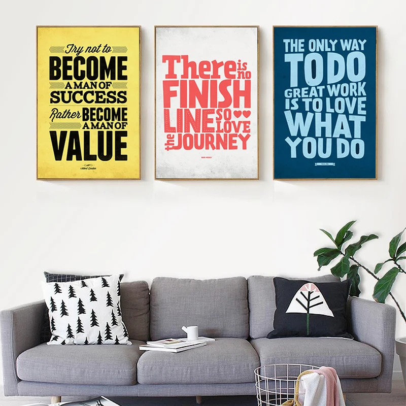Simple English Phrase Motto Life Inspirational A4 Canvas Painting Art