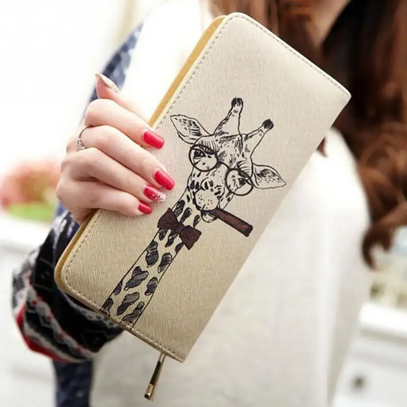 

Cute Giraffe Pattern PU Leather Wallets Female Long Wallet Fresh Coin Purses Lady Card&ID Holders Money Bags for Girls Women