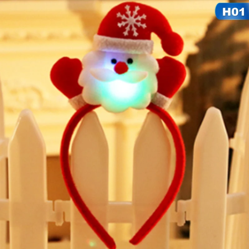 Прекрасный Рождественский Санта-олень, снеговик, медведь, светодиодный светильник, повязка на голову, светильник, украшение на голову, Рождественский подарок на год - Цвет: 1
