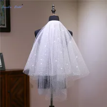 Сапфировая свадебная фата, длина кончика пальца, с вырезами, серебристые звезды, свадебная вуаль Velo De Novia, 2 уровня, простой соборный Свадебный вуаль с расческой
