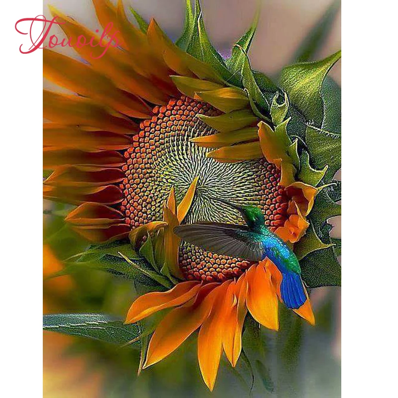 TOUOILP 5D DIY Diamond Painting Full Square/Round Drill &quotBird flower sunflower&quot 3D Embroidery Cross Stitch Mosaic Home Decor | Дом и