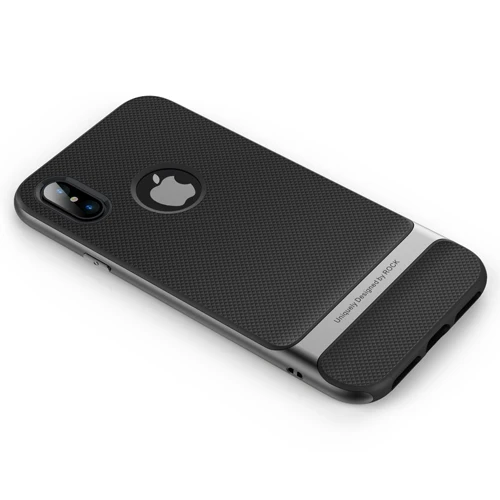 Royce Series для IPhone X случае рок-чехол для телефона для iPhone X задняя крышка Роскошные Hybrid PC+ TPU гальваническим Корпуса для iphonex - Цвет: Black Gray