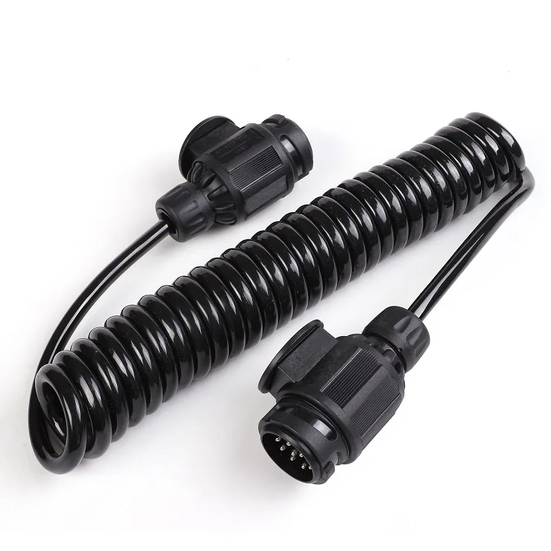 

Trailer Extension Cord Connectors with 2.5M Spiral Cable- 12V Car Accessories 13 Pin Plastic Trailer Wiring Plugs