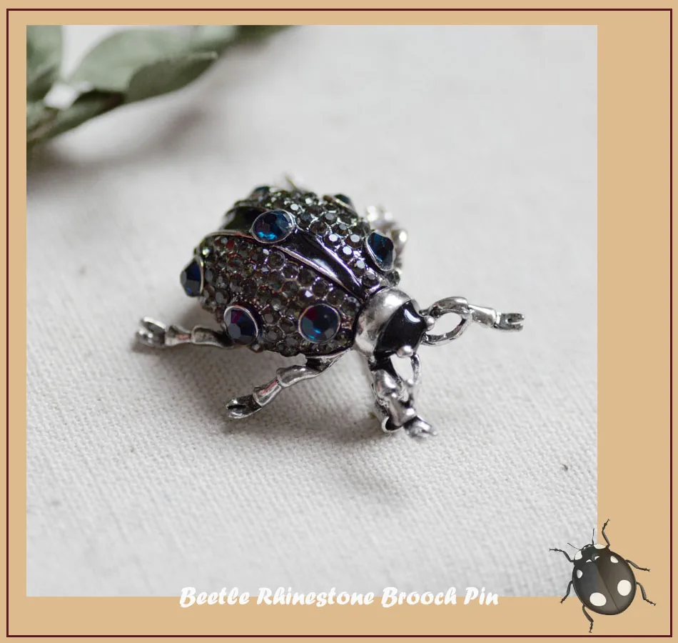 beetles rhinestone pin06