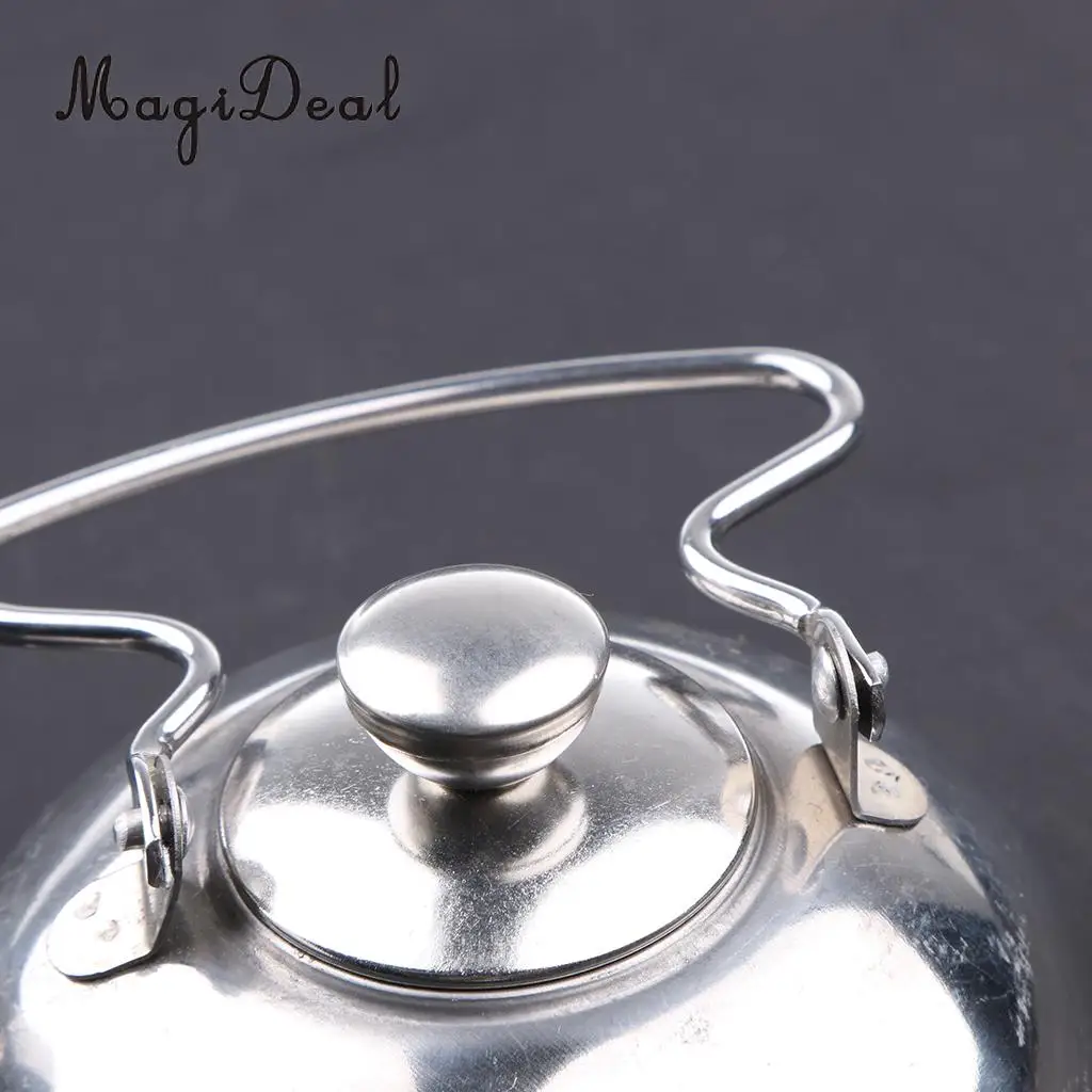 MagiDeal Hot Sale 1Set Stainless Steel Tea Kettle Kitchen Kitchen Cooking Cookware Kids Children Pretend Play Toy