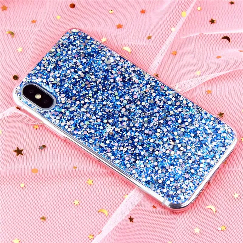 Luxury Glitter Epoxy Crystal Phone Case with Sequins Premium Soft Cover