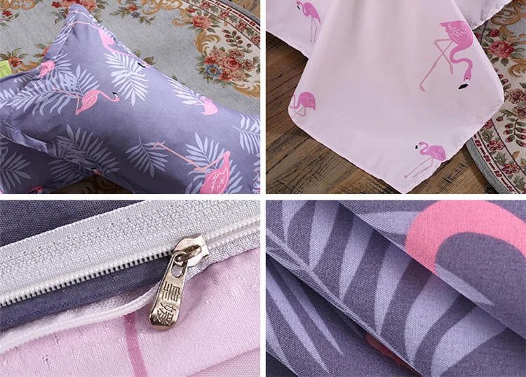 USA Europe Size Bedding Sets Flamingo Duvet Cover Set Single King Purple