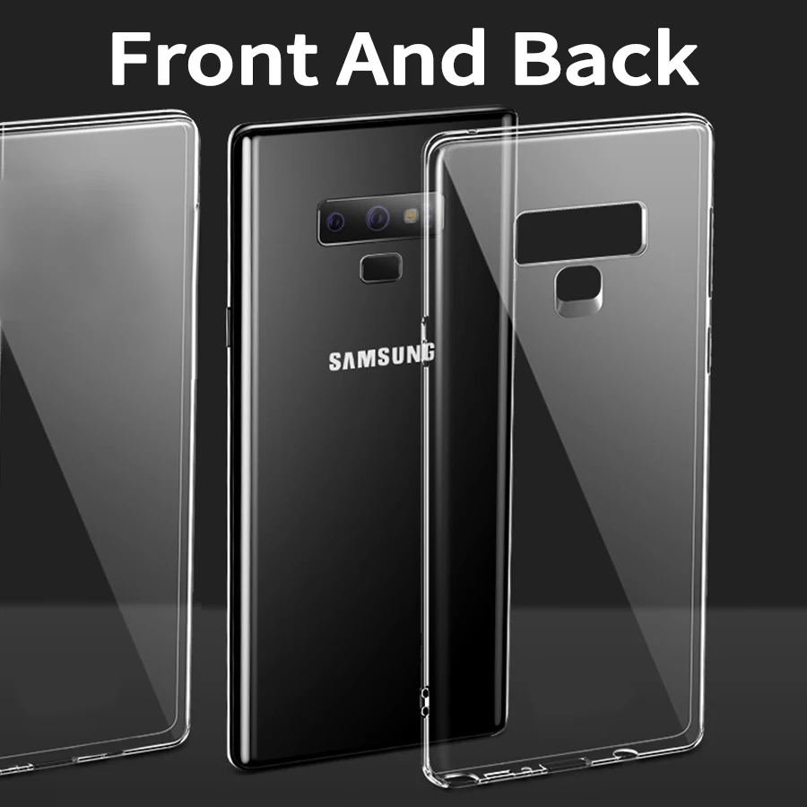 

Phone Case For Samsung Galaxy Note 9 360 Degree Full Cover Body Sides Soft TPU Phone Case Two Crystal Front Back For Note9