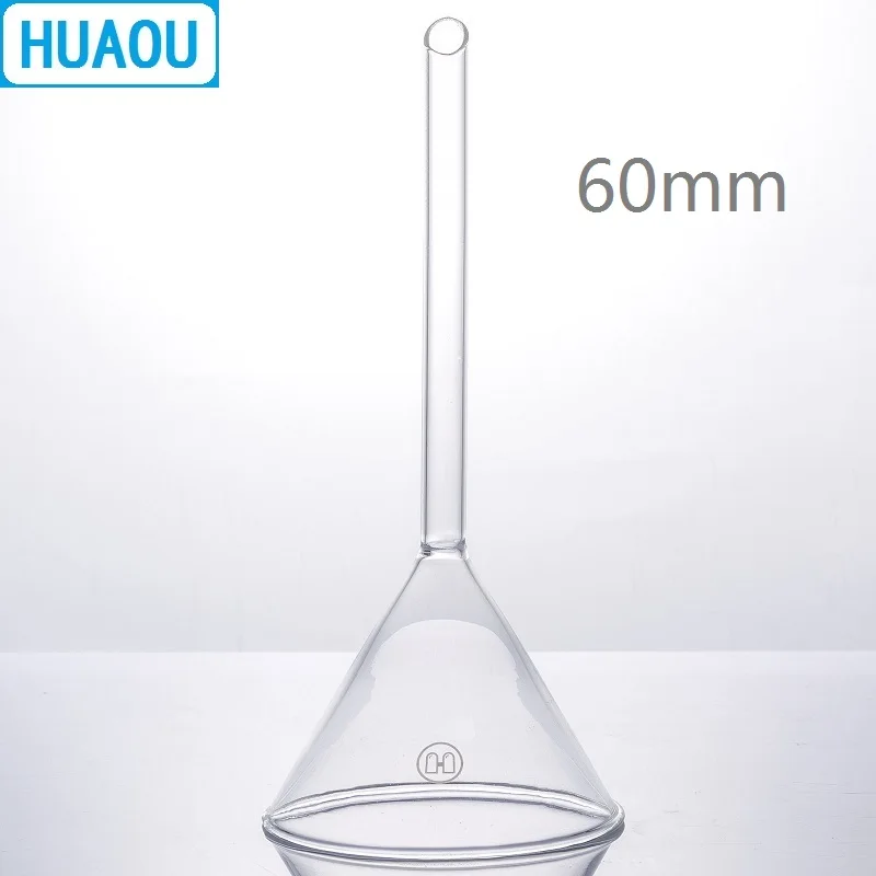 

HUAOU 60mm Funnel Long Stem 60 Degree Angle Borosilicate 3.3 Glass Laboratory Chemistry Equipment