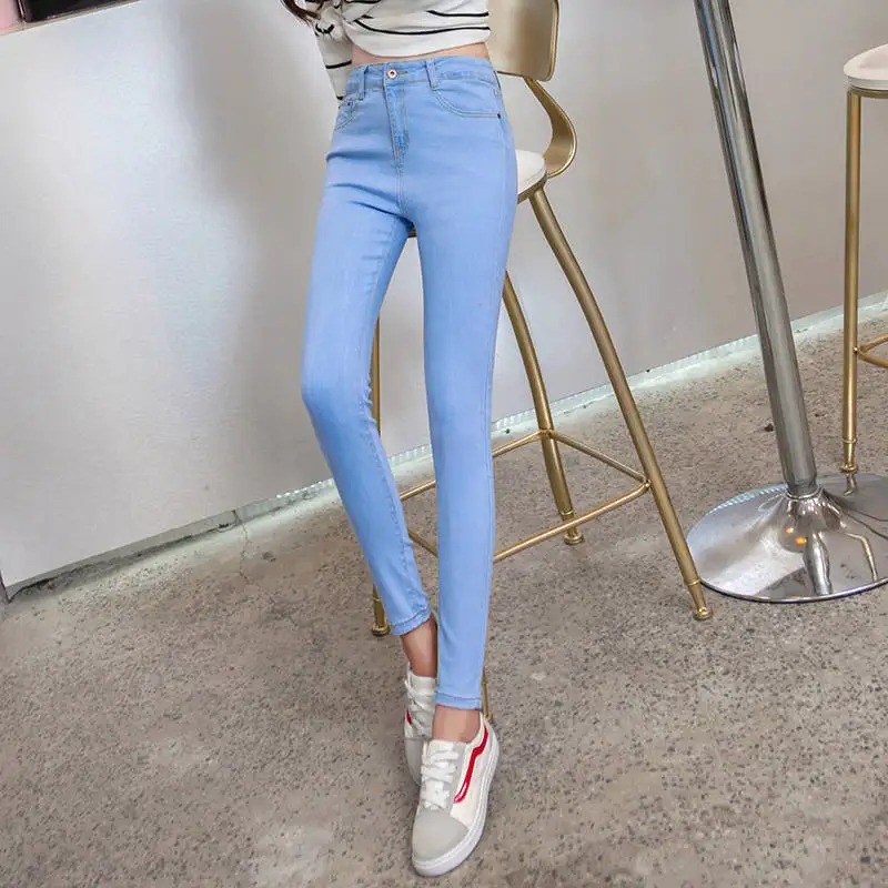 New Fashion Skinny Denim Pencil Jeans Woman Elastic High Waist Trousers Black Blue Stretch Plus Size Washed Jeans Female New Fashion Skinny Denim Pencil Jeans Woman Elastic High Waist Trousers Black Blue Stretch Plus Size Washed Jeans Female
