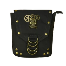 Стимпанк маленькая поясная сумка панк с заклепками мини Фанни мотоциклетная Холщовая Сумка винтажная металлическая сумка с черепом для мужчин и женщин Повседневная сумка для телефона