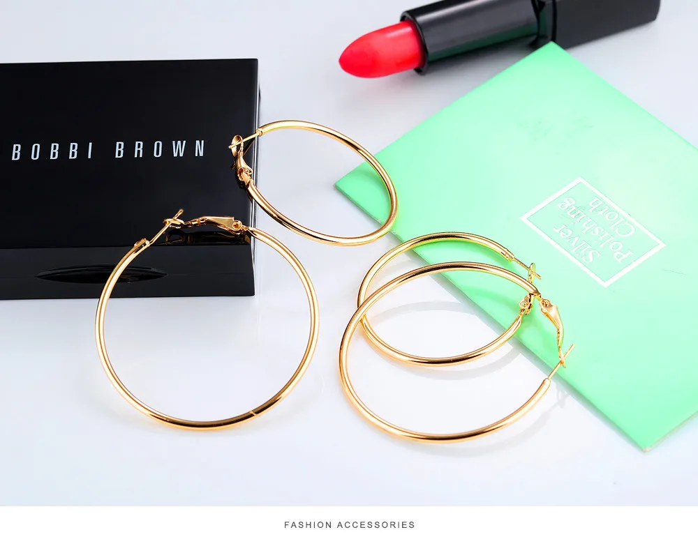 ОПК преувеличенные круглые серьги-кольца для женщин гладкий дизайн золотой цвет S/M/L/XL 4 размера девушка свадебные украшения подарок KE672