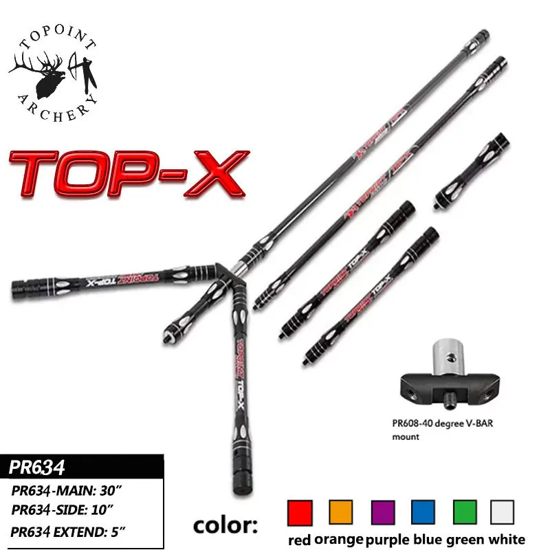 

1Set Archery Carbon Stabilizer Recurve Bow Stabilizer 30/10/5inch Balance Bar Rod 40 Degrees V-bar Shooting Hunting Accessories