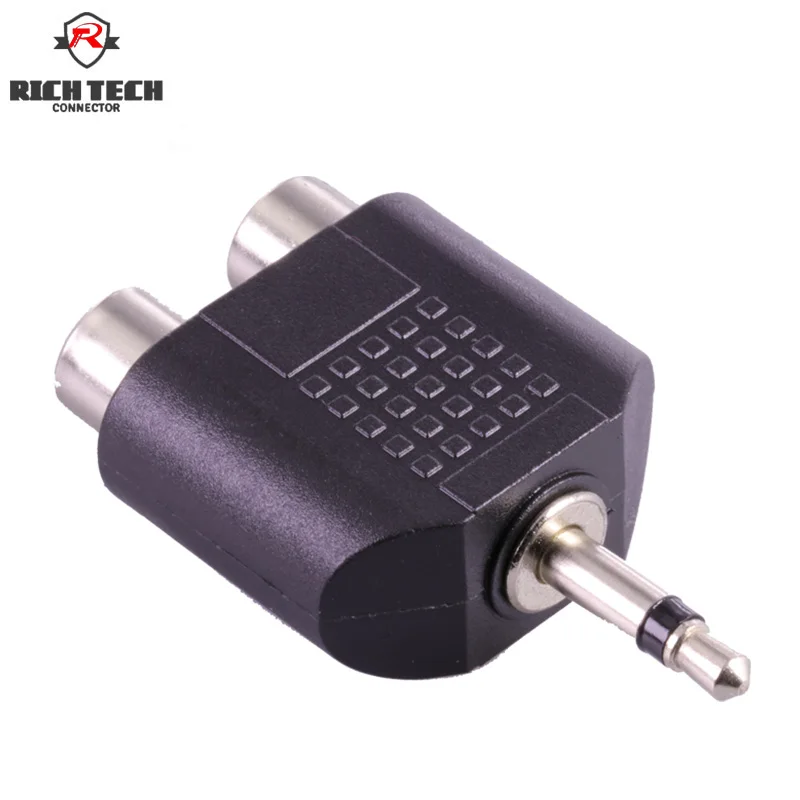 

8pcs Mono 2Poles 3.5mm male plug to 2xRCA female jack Audio Wire Connector
