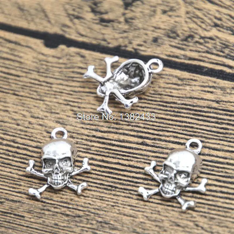 

15pcs cross bone skull Charms silver tone skull charm pendant 19X16mm