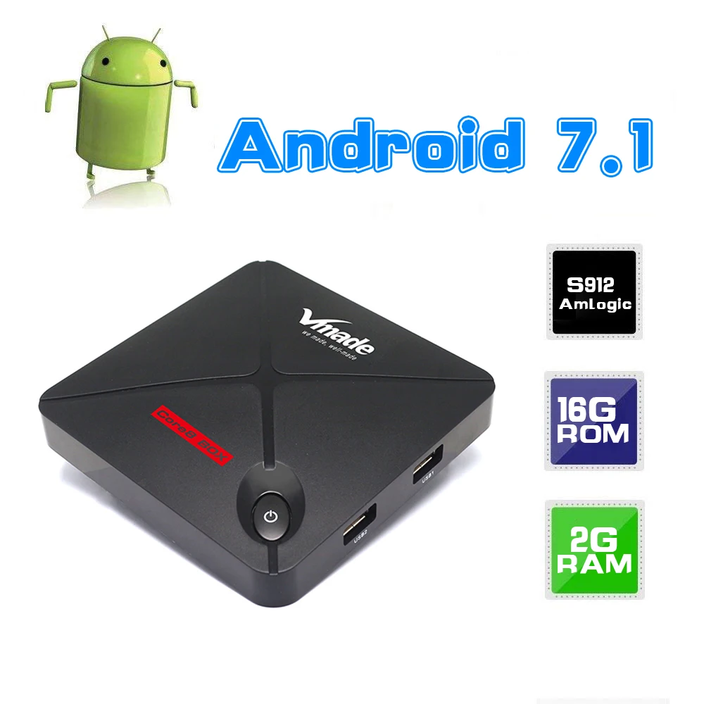 Vmade V96 Pro+ Android 7.1 TV Box 2G/16G Amlogic S912 Octa Core 64Bit 2.4G/5G Wifi 4K BT4.2 HD Media Player Set Top Box