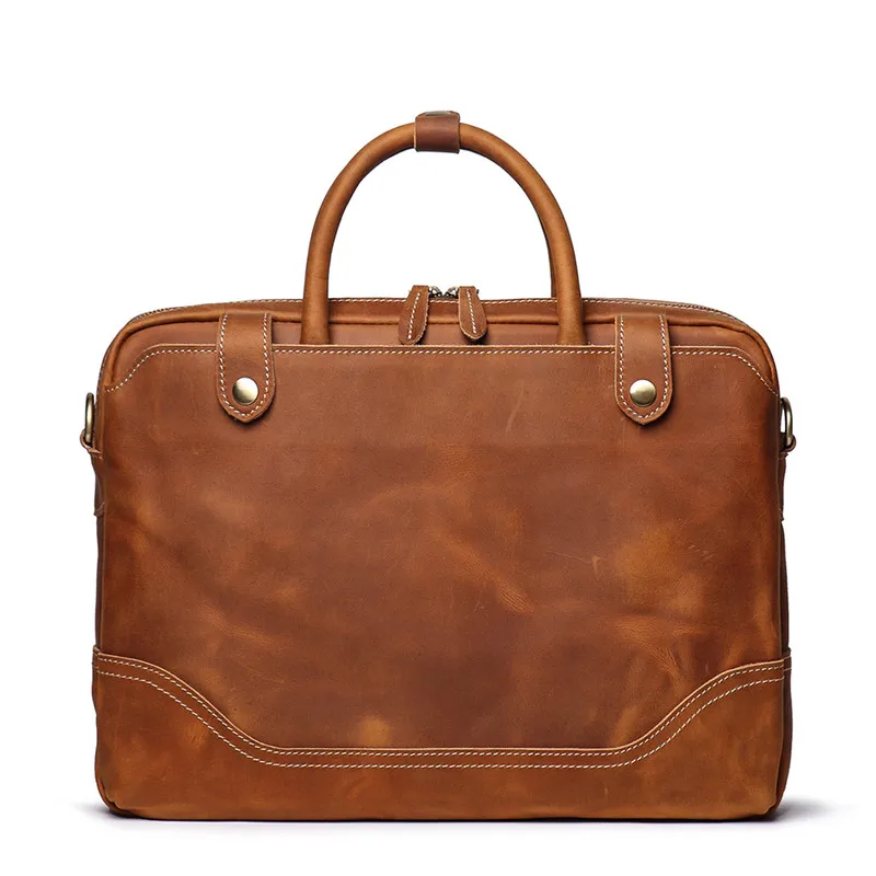 Nesitu Высококачественная винтажная коричневая натуральная Crazy Horse кожа 14 ''ноутбук офисный мужской портфель, плечевая сумка портфель M6020
