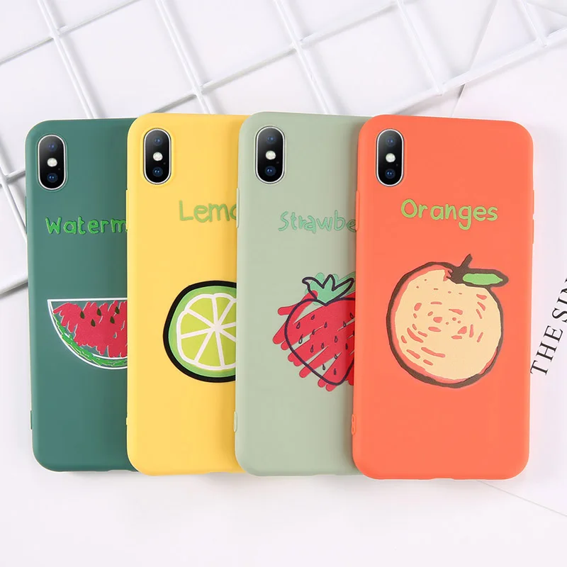 

Candy Color For iPhone 7 8 6 6S Plus Case For iPhone XR XS X Xs Max Summer Watermelon Lemon Phone Cover TPU Silicone Case