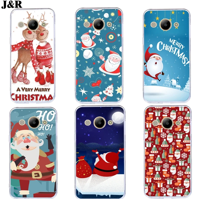 Soft Silicone TPU For Huawei Y3 2017 Case Cover CRO-L22 Patterned Painted Phone Back Protective Christmas Case Y3 2017