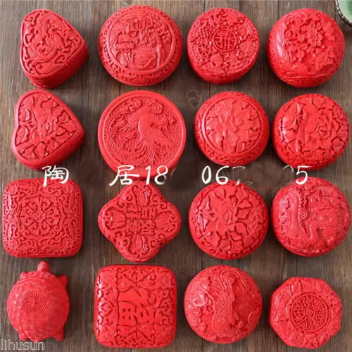 Wholesale 8Pcs Chinese Handmade Vintage Red Carved Lacquerware Jewelry Gift Boxes gift Boxes 