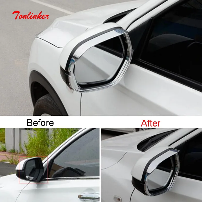 

Tonlinker Exterior Rear view mirror Cover Sticker for Honda Vezel HRV 2014-19 Car Styling 2 PCS ABS Chrome Cover stickers