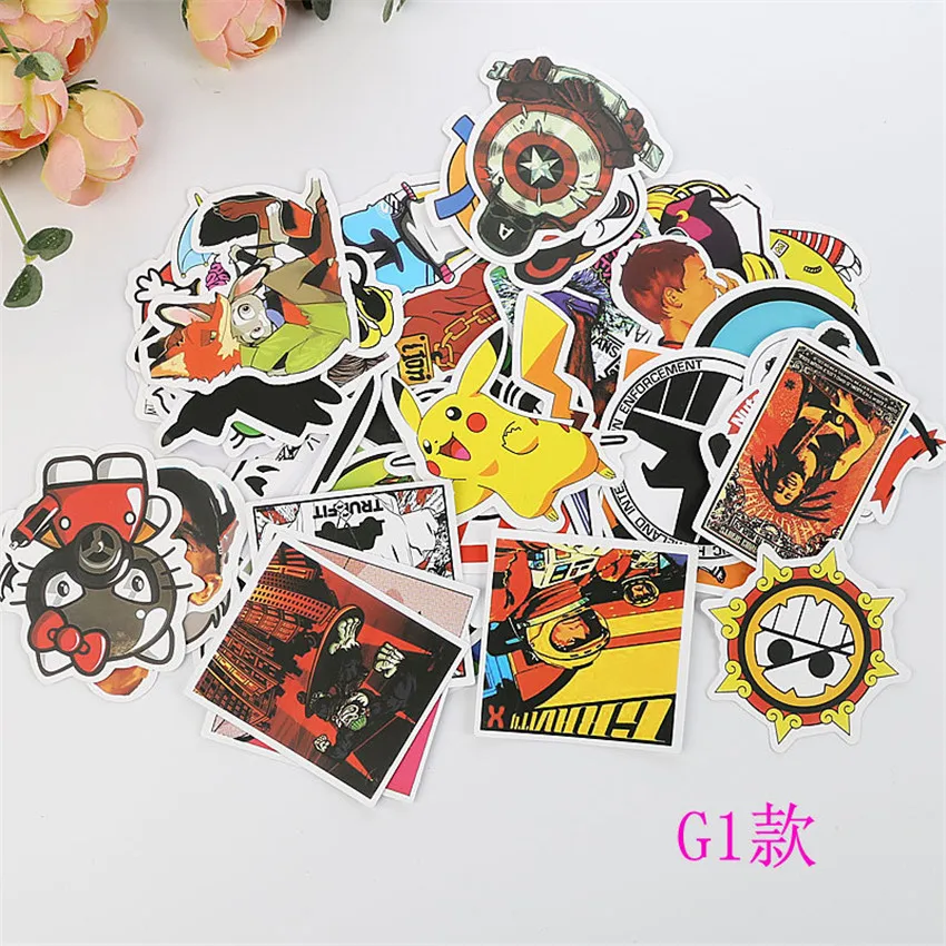 

50pcs Waterproof DIY Stickers for Laptop Luggage Skateboard Bicycle Motorcycle Car Styling Doodle Decals PVC Cool Funny Sticker