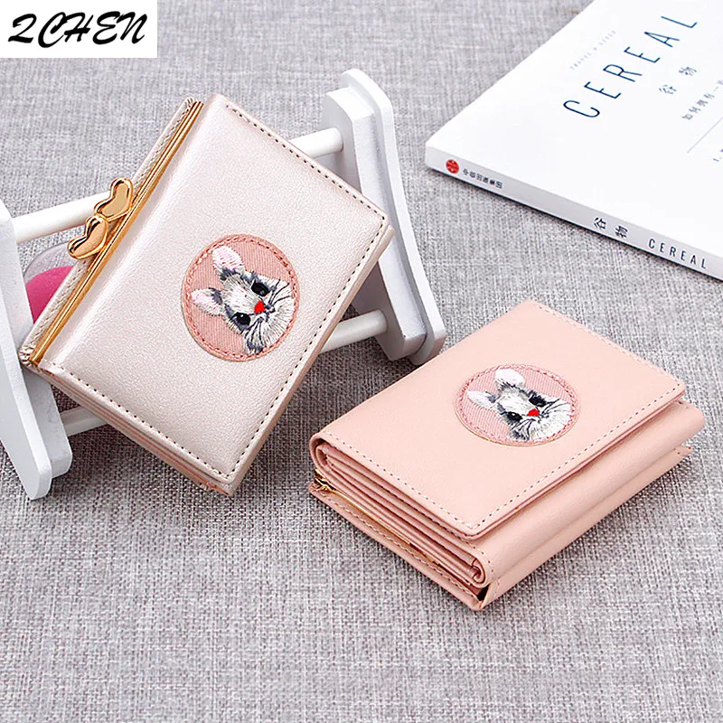 Women wallets Leather Small Brand Mini Women Leaves Wallets Purses Female Short Coin Zipper Purse floral Credit Card Holder 421