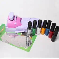 Nail Art DIY машина для цветной печати лак штамп 6 шт шаблон набор