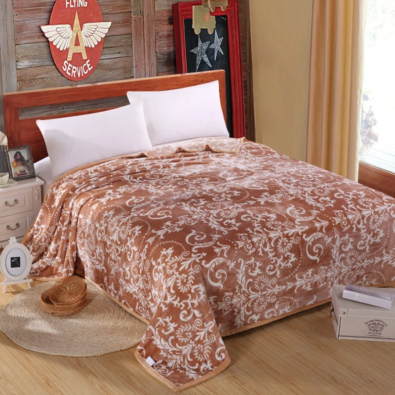 New European minimalist royal style blanket sheet thick warm spring blankets super soft flannel