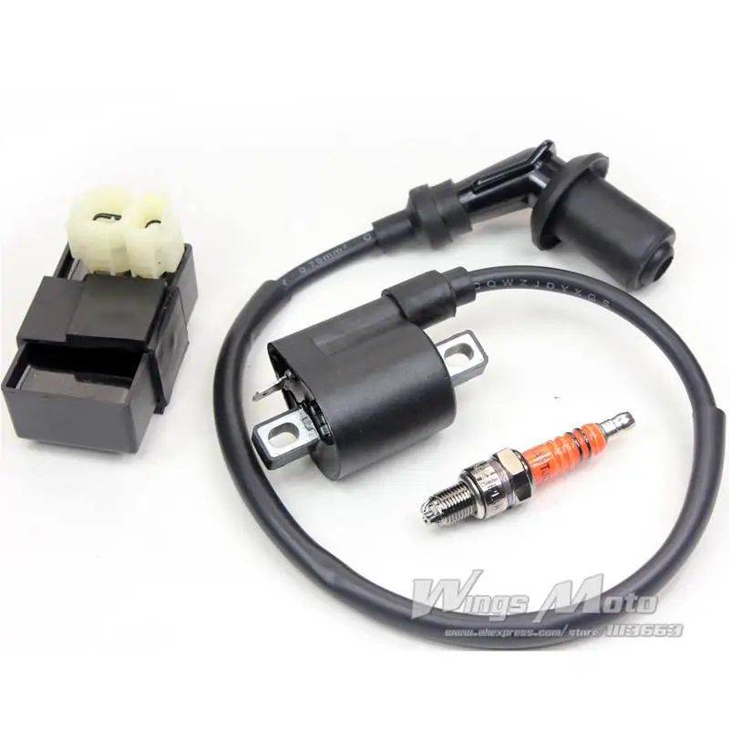 10pcs Wholesale Racing Ignition Coil + CDI + 3 electrode Spark Plug GY6