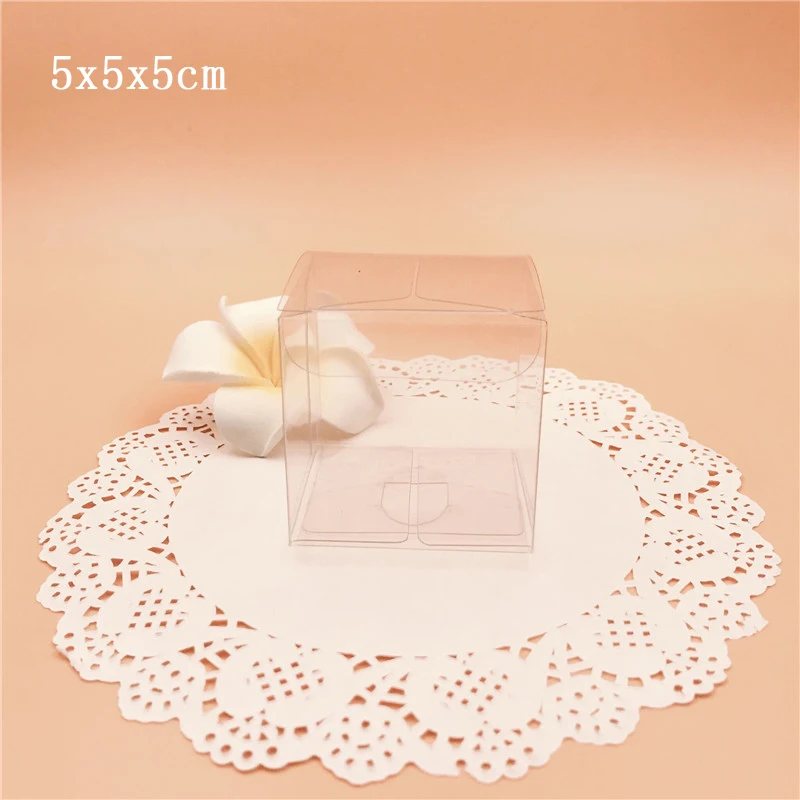 

5*5*5cm Clear Square Wedding Favor Gift Box PVC Transparent Party Candy Chocolate Cake Boxes caja de dulces