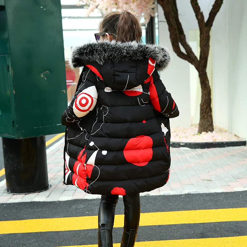 Teenage Girls 2018 New Black Red Thick Coat Winter Wear Costume For Size 6 7 8 9 10 11 12 13 14 Years Child Casual Down Jackets