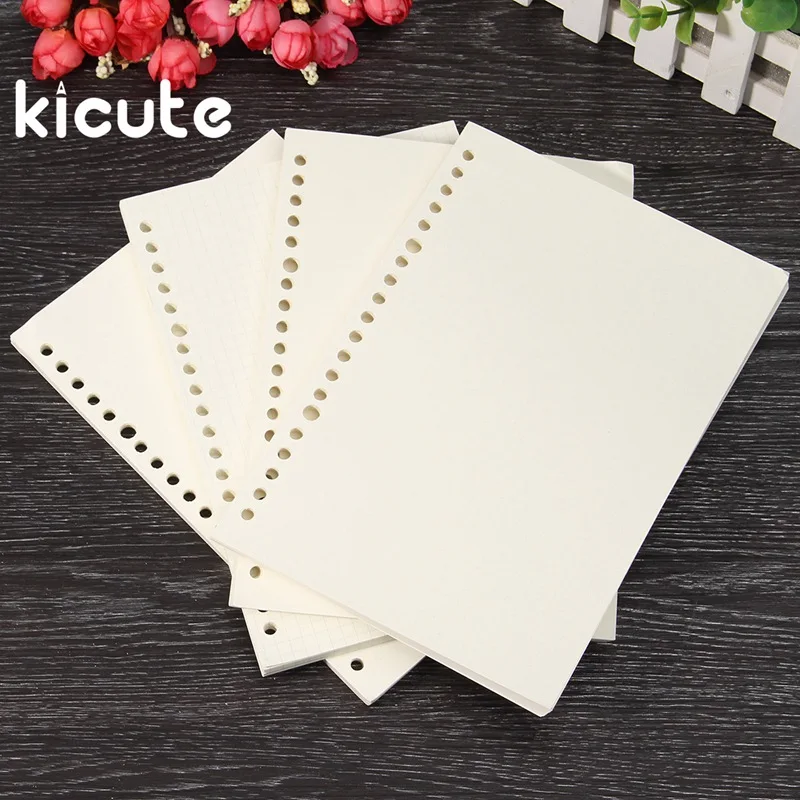 Kicute A5 Inner Paper Pages For Binder Paper Insert Matching Filofax Diary Refills Spiral Notebook Replace Color Core Loose Leaf