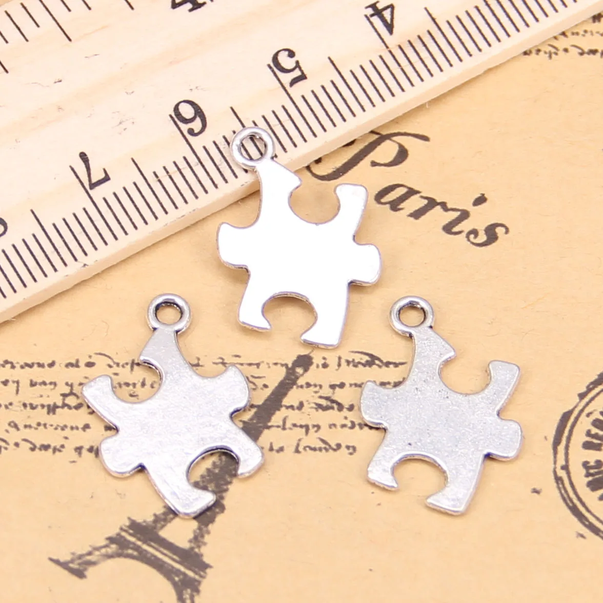 

14pcs Charms For Jewelry Making jigsaw puzzle piece autism awareness 20x14mm Antique Silver Plated Pendants DIY Necklace