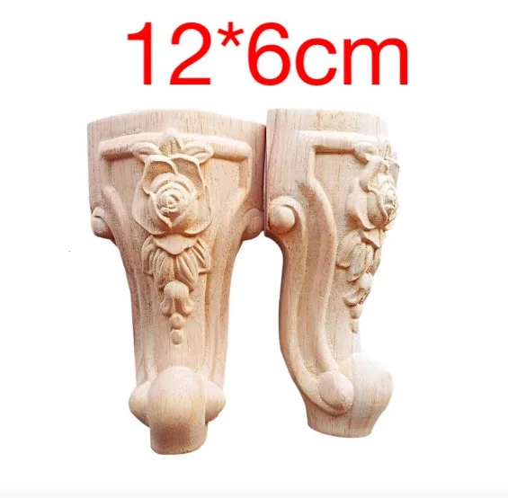 4PCS/LOT 12x6cm European Furniture Foot Carved Wood TV Seat